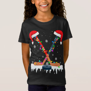 Hockey Weihnachtsmannmütze Christmas Lights Funny T-Shirt