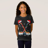 Hockey Weihnachtsmannmütze Christmas Lights Funny  T-Shirt (Vorne ganz)