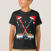 Hockey Weihnachtsmannmütze Christmas Lights Funny T-Shirt (Vorderseite)