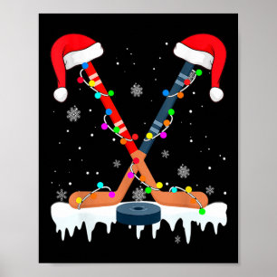 Hockey Weihnachtsmannmütze Weihnachtsbeleuchtung S Poster