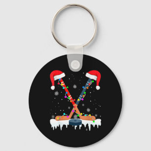 Hockey Weihnachtsmannmütze Weihnachtsbeleuchtung S Schlüsselanhänger