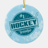 Hockey Weihnachtsschmuck, #1 Hockey Opa Keramikornament (Vorne)