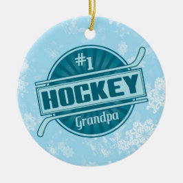 Hockey Weihnachtsschmuck, #1 Hockey Opa Keramikornament