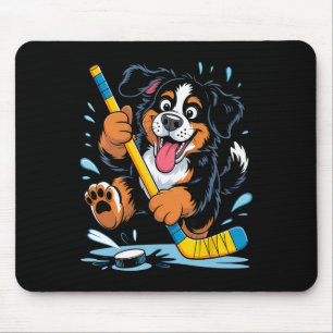 Hockey Welpe Berner Sennenhund Eisbahn Spaß Mousepad