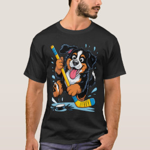 Hockey Welpe Berner Sennenhund Eislaufbahn Spaß  T-Shirt