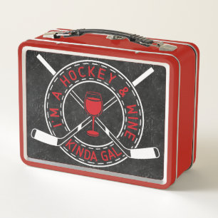Hockey & Wine Kinda Gal Mittagessen Metall Lunch Box