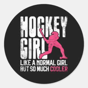 Hockeyfeld Hockey Mädchen Wie Ein Normales Mädchen Runder Aufkleber