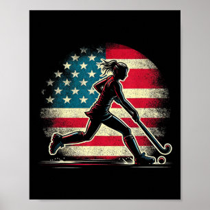 Hockeyfeld Mädchen USA Vereinigte Staaten von Amer Poster