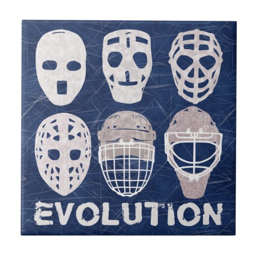 Hockeygoalie-Masken-Evolution Fliese (Vorderseite)