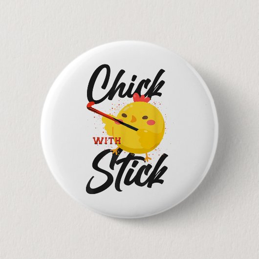 Hockeyhuhn mit Stock _3 Button (Vorderseite)