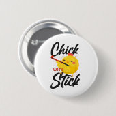 Hockeyhuhn mit Stock _3 Button (Vorne & Hinten)