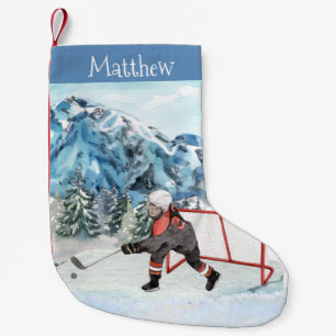 Hockeyliebhaber Schnee Personalisiertes Eis Kleiner Weihnachtsstrumpf