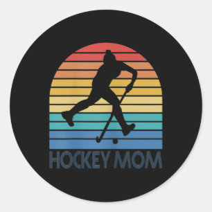 Hockeymutter der Frauen Retro Vintage Sonnenunterg Runder Aufkleber
