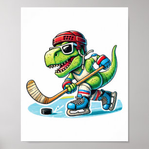 Hockeysaurus Dinosaur Eishockey Trex Kinder Jungen Poster