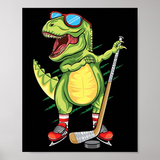 Hockeysaurus Dinosaur Eishockey Trex Kinder Jungen Poster (Vorne)