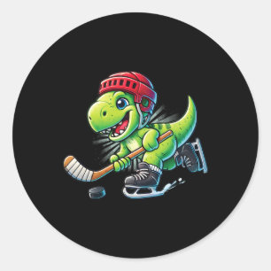Hockeysaurus Dinosaur Eishockey Trex Kinder Jungen Runder Aufkleber