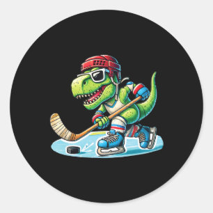 Hockeysaurus Dinosaur Eishockey Trex Kinder Jungen Runder Aufkleber