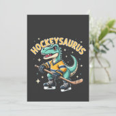 Hockeysaurus Eishockey Dinosaurier Liebhaber Einladung (Stehend Vorderseite)