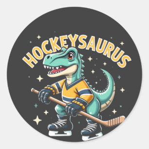Hockeysaurus Eishockey Dinosaurier Liebhaber Runder Aufkleber