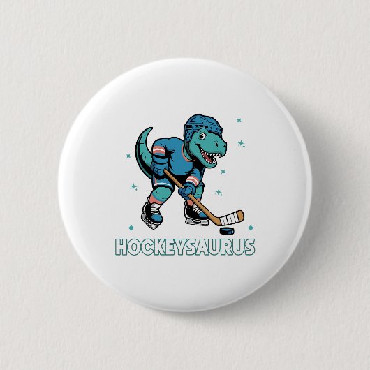 Hockeysaurus Funny Dinosaur Trex Hockey Kids Hocke Button (Vorderseite)