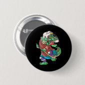 Hockeysaurus Kinder T-Rex Dinosaur mit Eishockeysc Button (Vorne & Hinten)