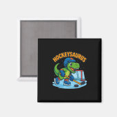 Hockeysaurus Lustiger Dinosaurier Eishockey Kinder Magnet (Vorderseite/Rückseite)