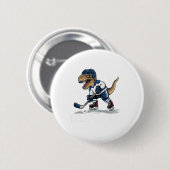 Hockeysaurus Lustiger Dinosaurier Hockey Kinder Ho Button (Vorne & Hinten)