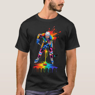 Hockeyschläger Eiscreme Streusel Tropf Sport Junge T-Shirt