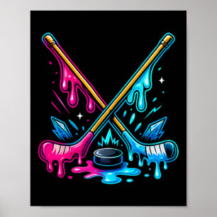 Hockeyschläger Eiscreme-Tropfen Eishockey-Tropfen  Poster