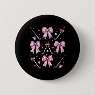 Hockeyschläger Mädchen Coquette Schleife Rosa Mama Button