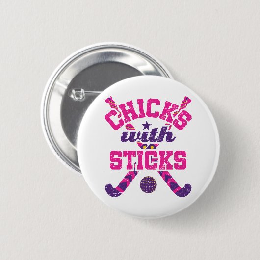 Hockeyschläger mit Sticks Button (Vorne & Hinten)