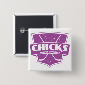 Hockeyschläger mit Sticks Button (Vorne & Hinten)