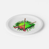 Hockeyschläger und Kugelschreiber Pappteller (Schrägansicht)