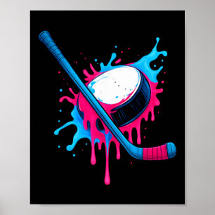 Hockeyschläger und Puck Eiscreme-Tropfen Jungen T- Poster