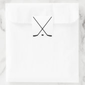 Hockeyschläger und -puck quadratischer aufkleber (Tasche)