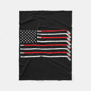 Hockeyschläger USA-Flagge verblasster Hockeyspiele Fleecedecke