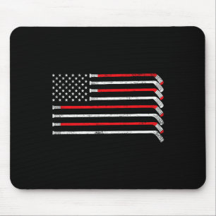 Hockeyschläger USA-Flagge verblasster Hockeyspiele Mousepad