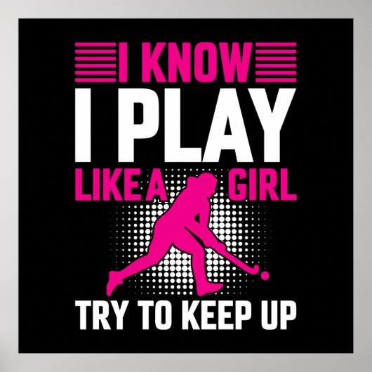 Hockeyspiel wie eine Girl-Keramik Poster (Vorne)