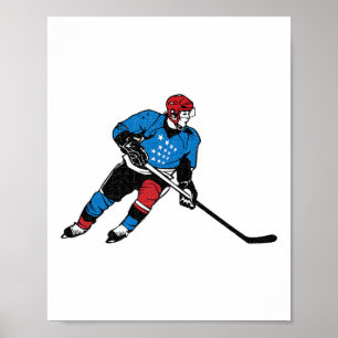 Hockeyspieler 4. Juli Cool Patriotisch Amerikanisc Poster