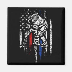 Hockeyspieler Amerikanische Flagge Patriotisch Usa Magnet
