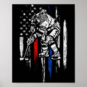 Hockeyspieler Amerikanische Flagge Patriotisch Usa Poster