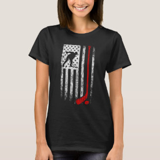 Hockeyspieler Amerikanische Flagge USA Patriotisch T-Shirt