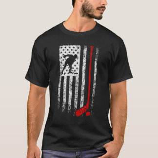 Hockeyspieler Amerikanische Flagge USA Patriotisch T-Shirt