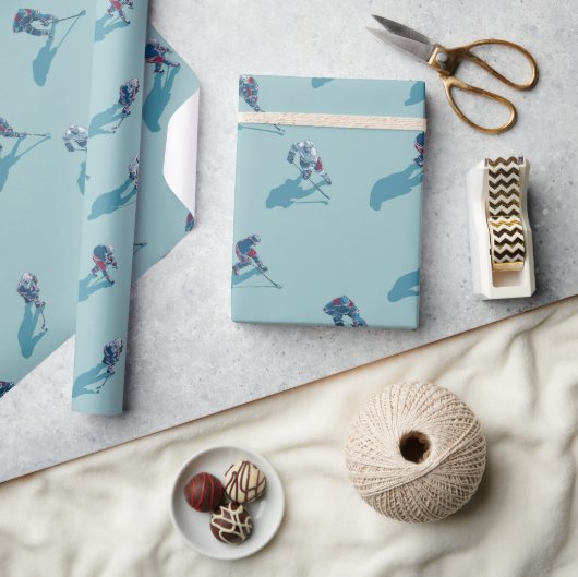 Hockeyspieler auf Eis Geschenkpapier (Kunsthandwerk)