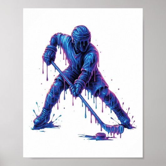 Hockeyspieler Eiscreme-Drip-Grafik Jugend Männer F Poster (Vorne)