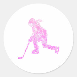 Hockeyspieler Eishockey Jugend Frauen Kinder Mädch Runder Aufkleber