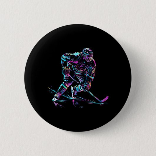 Hockeyspieler Eishockeyleistung Button (Vorderseite)