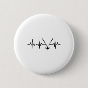 Hockeyspieler Herzlinie  Button