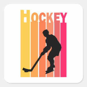 Hockeyspieler Hockey Vintage Quadratischer Aufkleber