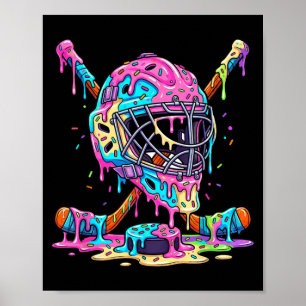 Hockeyspieler Jungen Kinder Eishockey tropfendes E Poster